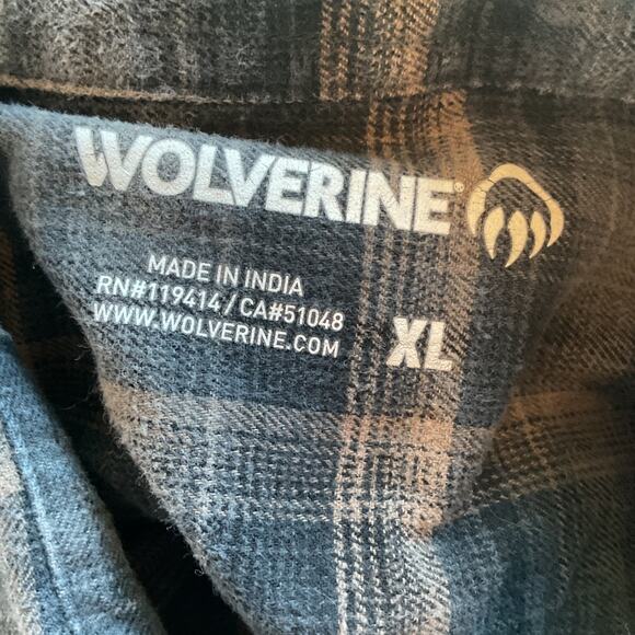 Wolverine Glacier Heavyweight Long Sleeve Gray & Brown Flannel Cotton Shirt XL - Picture 4 of 6
